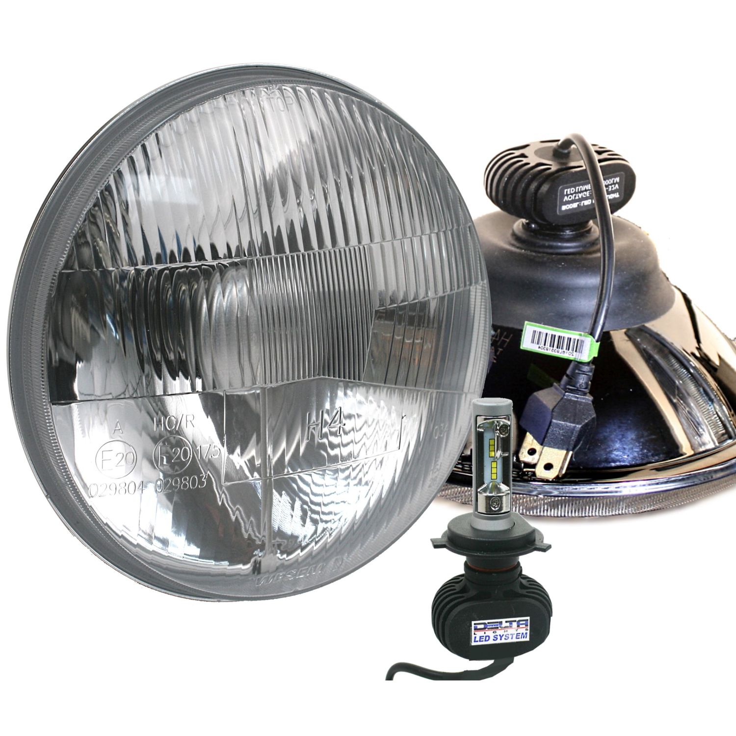 Delta Lights 7in Classic HID Headlight Set with Halo 1 Pair