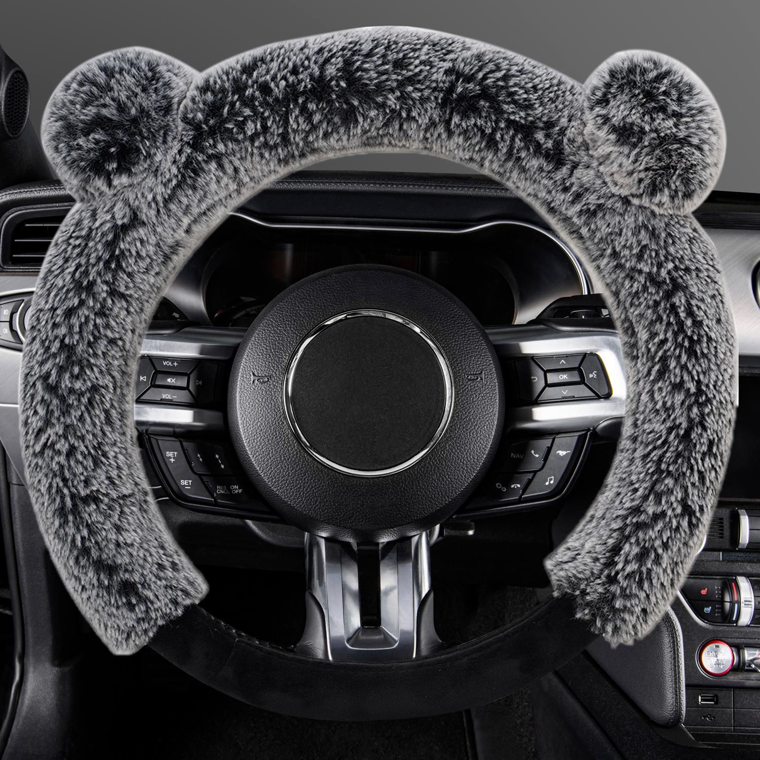  Fuzzy Steering Wheel Cover, Bear Cute Ears Fluffy