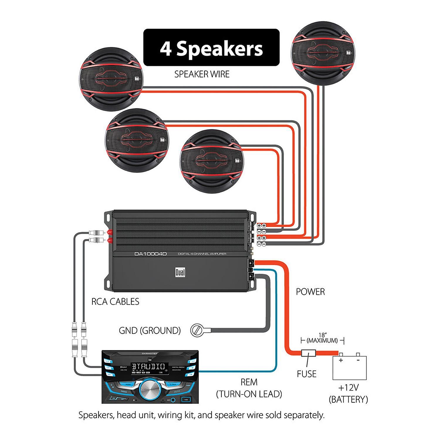 Dual Electronics 4 Channel Class D Digital Amplifier