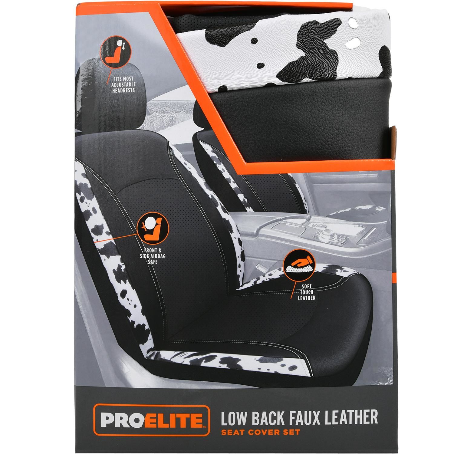 ProElite Cow Print Seat Cover 2 Piece