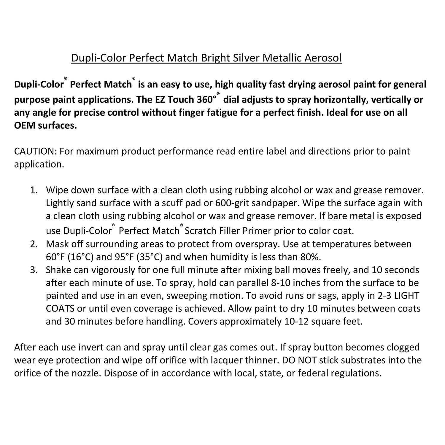 Dupli-Color Perfect-Match Bright Silver 8oz