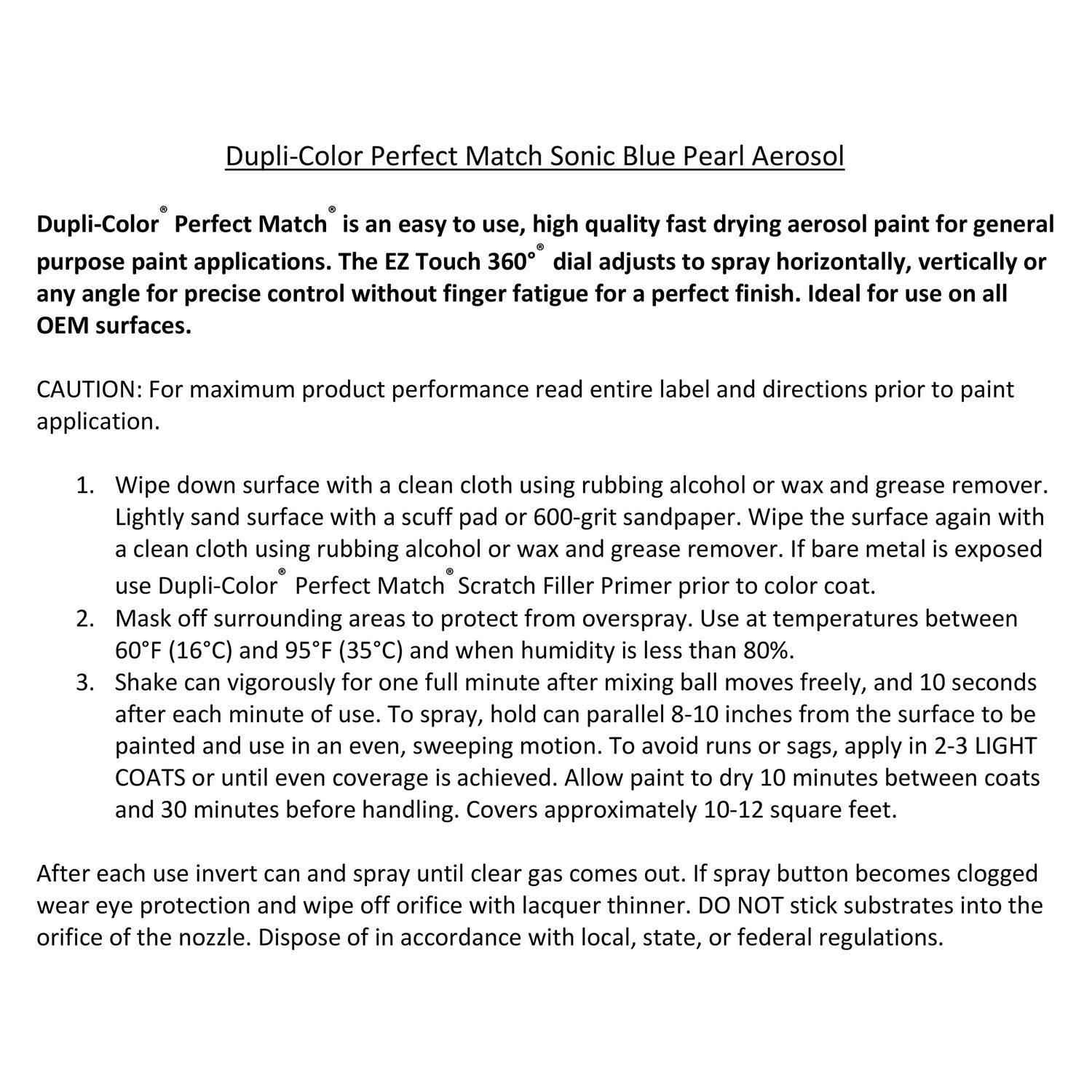 Dupli-Color Sonic Blue Pearl Paint