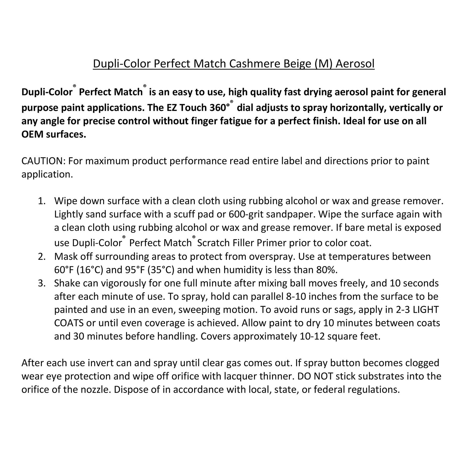 DupliColor Perfect Match Touch Up Paint Cashmere Beige Metallic 4M9