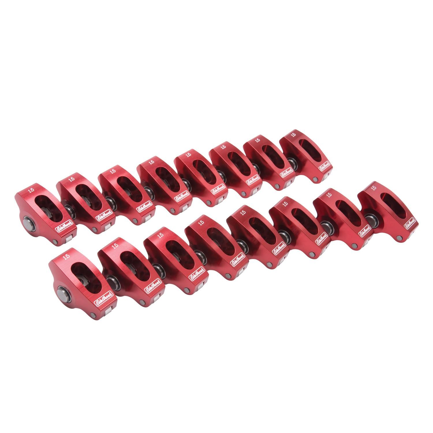 Edelbrock Red Roller Rockers for Small-Block Chevy 3/8 stud