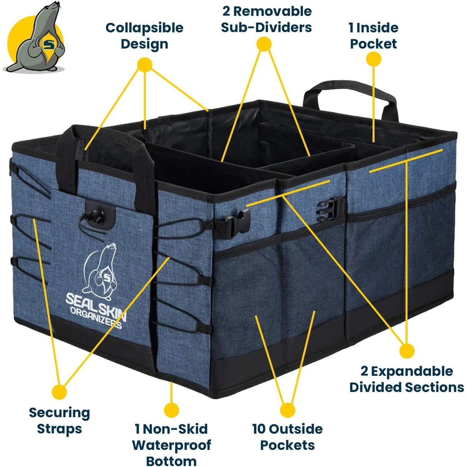 Seal Skin Covers Universal Trunk Organizer that Expands Up to 2ft