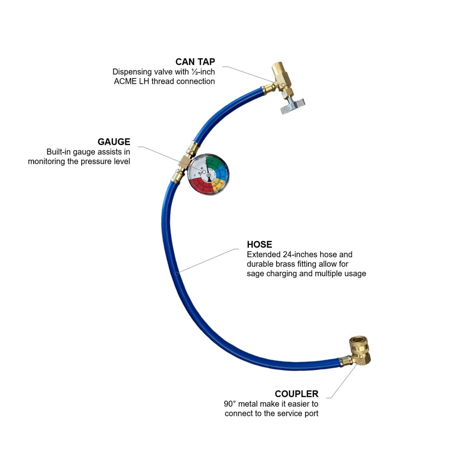 Other Air Conditioning & Heater Parts For R12 Envirosafe Arctic Air Refrigerant – 3 Cans & Brass Charging Gauge For R12 AC Systems (Auto AC Support) Auto AC Recharge Kit - Foto 6
