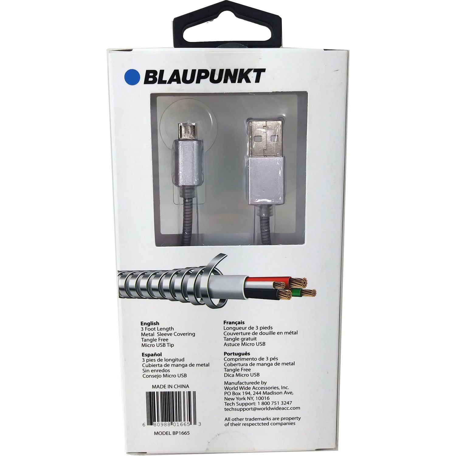 Blaupunkt 3 ft. micro USB metal cable