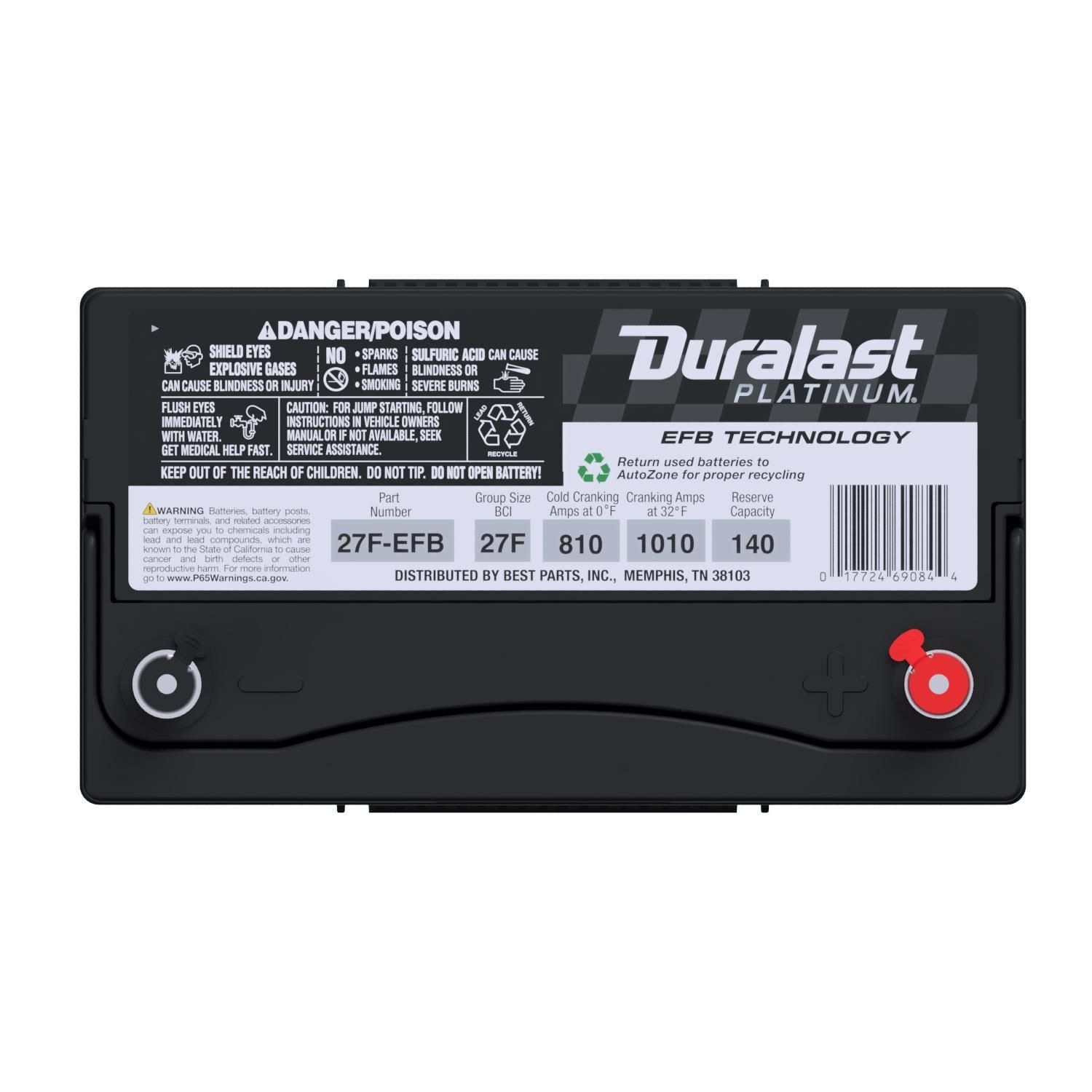 Duralast Platinum EFB Battery 27FEFB Group Size 27F 810 CCA