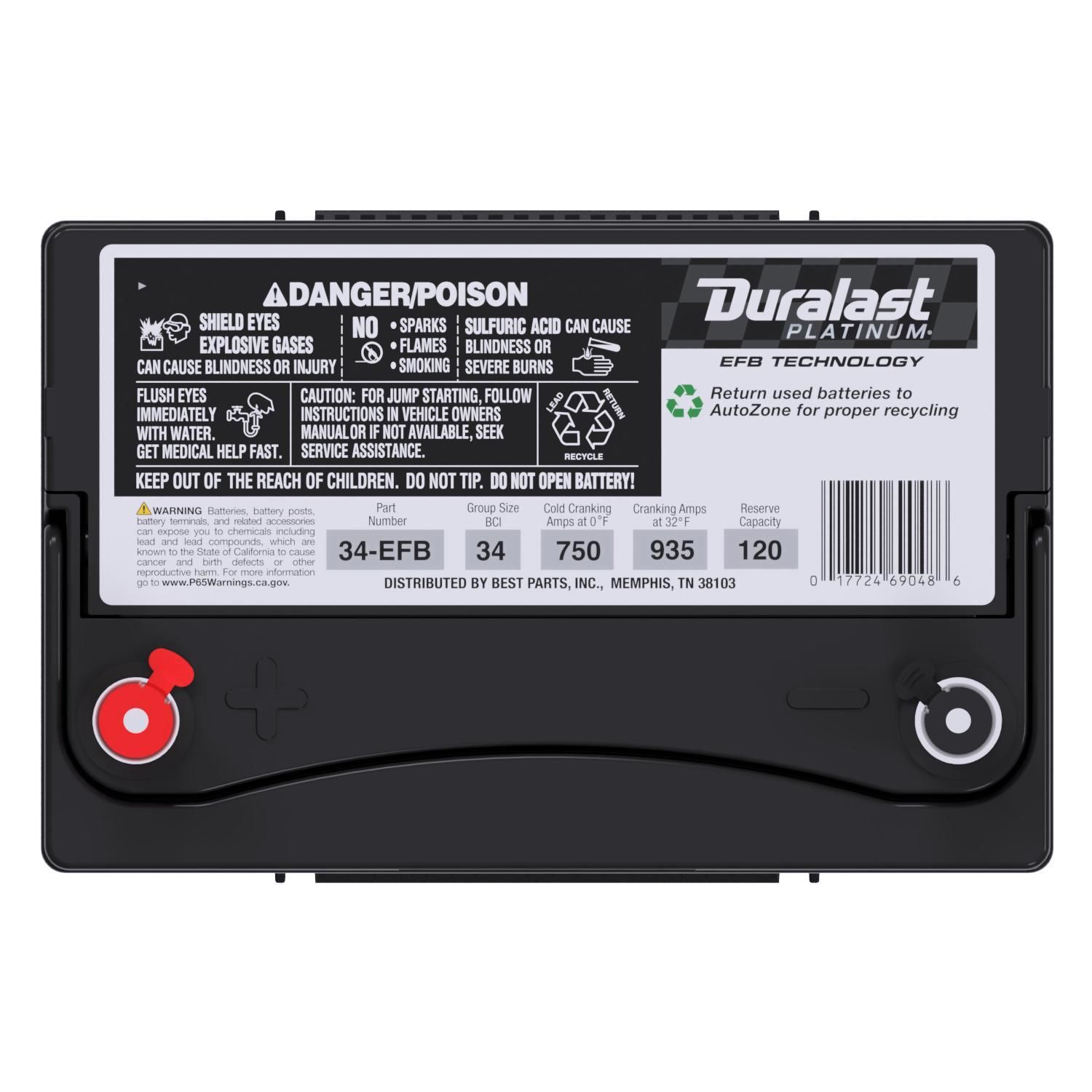 Duralast Platinum EFB Battery 34-EFB Group Size 34 750 CCA