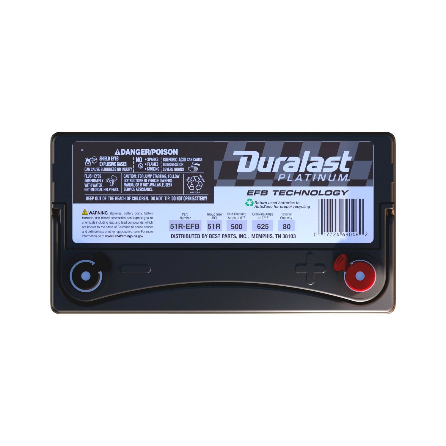 Duralast Platinum EFB Battery BCI Group Size 51R 500 CCA 51REFB