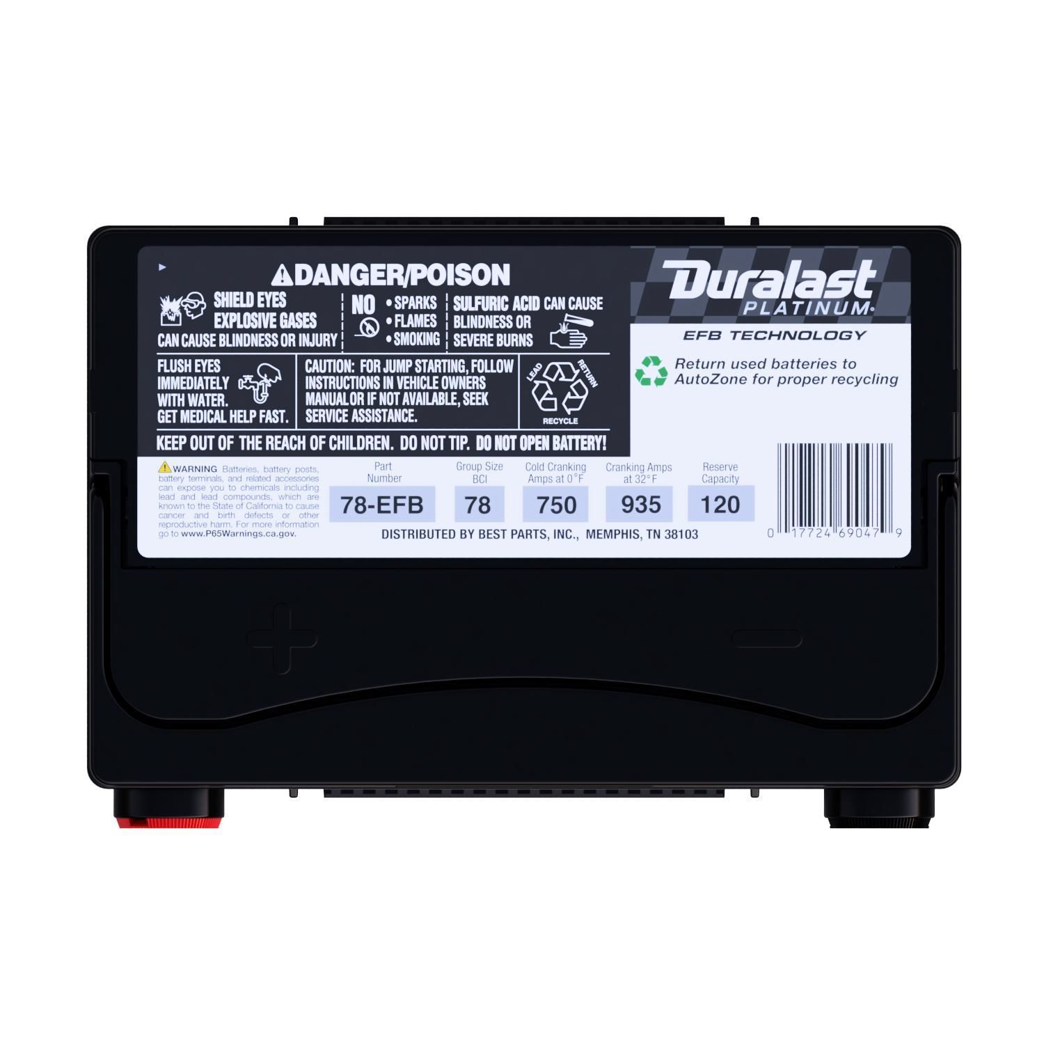 Duralast Platinum EFB Battery BCI Group Size 78 750 CCA 78-EFB