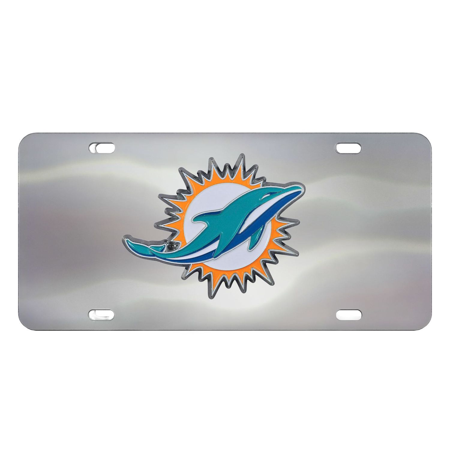 FANMATS Miami Dolphins 3D Stainless Steel License Plate