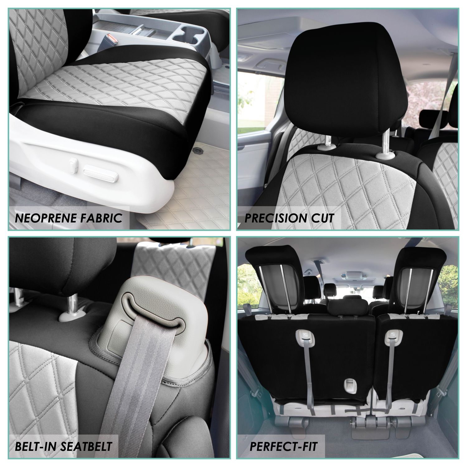 FH Group Gray Neoprene Full Seat Cover Set