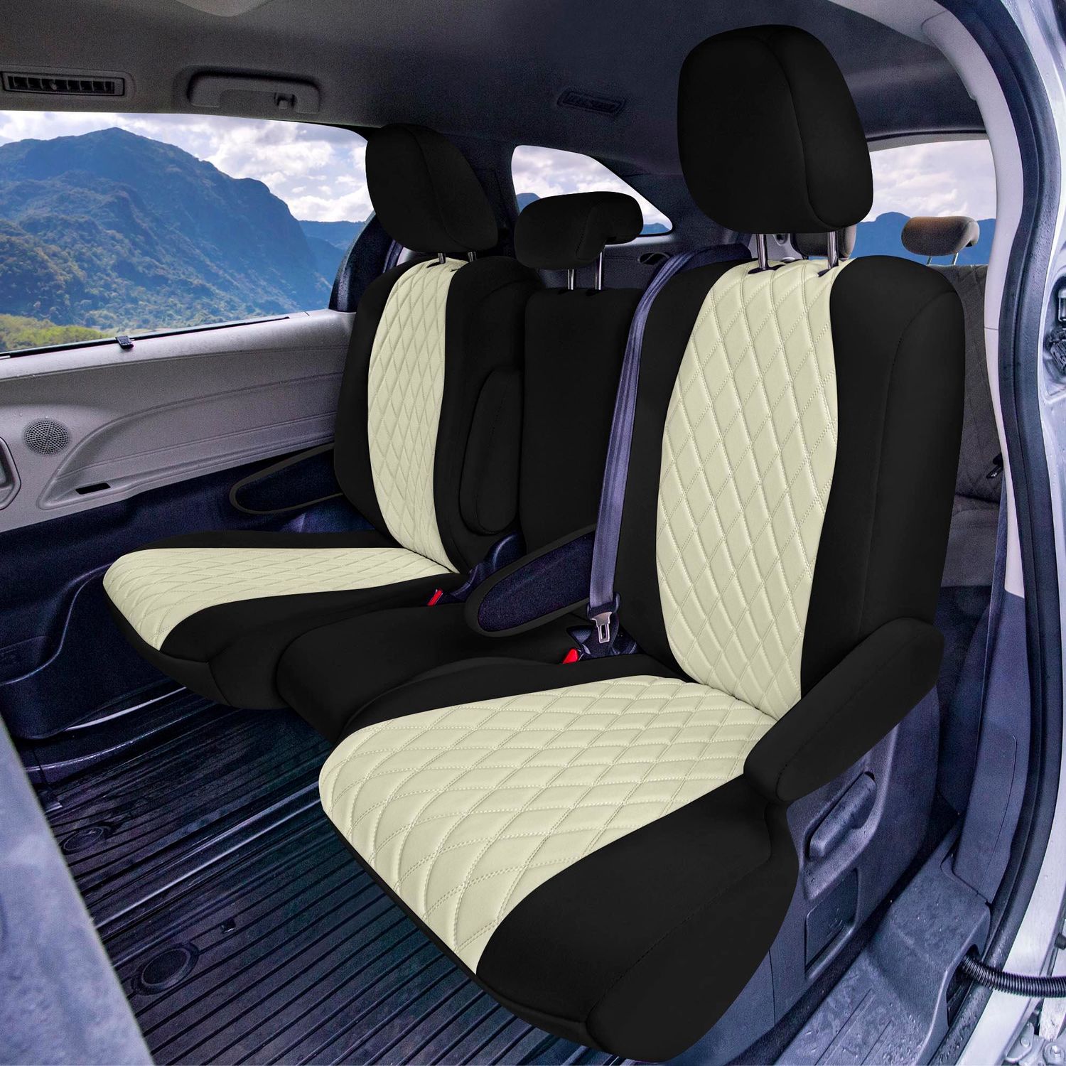 FH Group Beige Neoprene Full Seat Cover Set