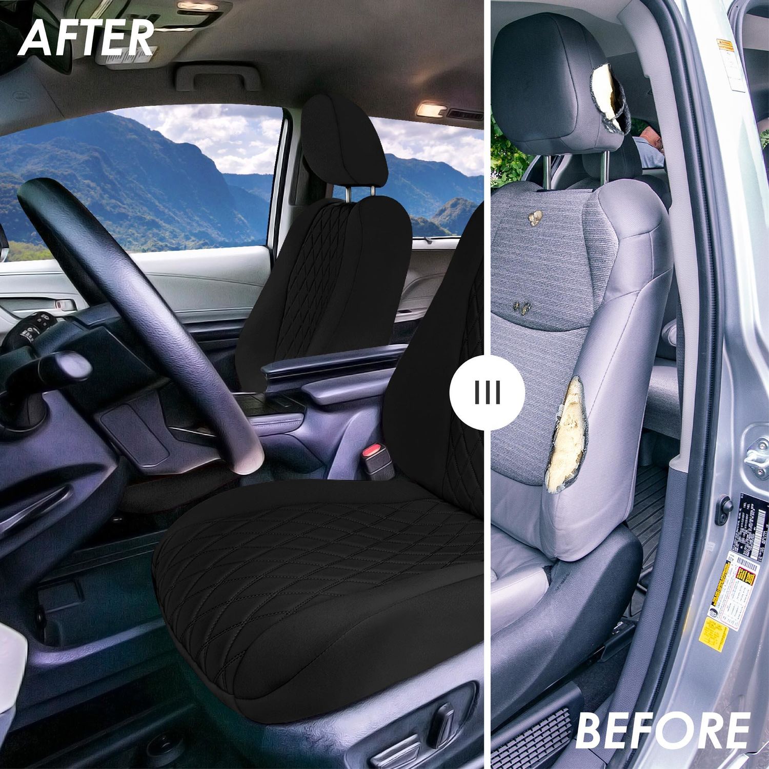 FH Group Black Neoprene Front Set Seat Cover