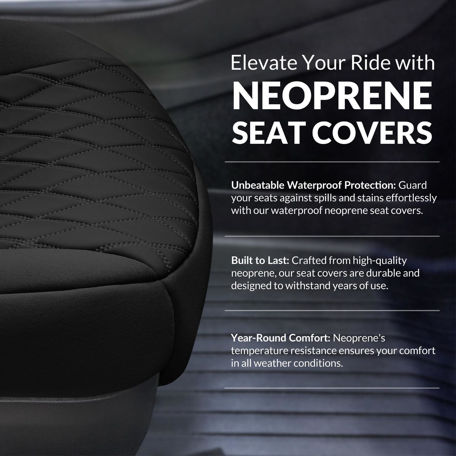 FH Group Black Neoprene Front Set Seat Cover