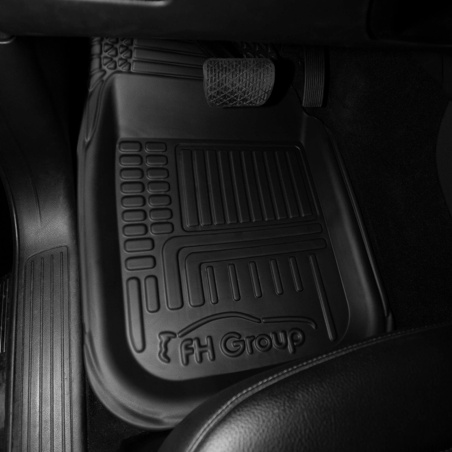 FH Group Automotive Floor Mats - Heavy-Duty Rubber Floor Mats for Cars,  Universal Fit Full Set, Climaproof & Trimmable Floor Mats for Most Sedan,  SUV