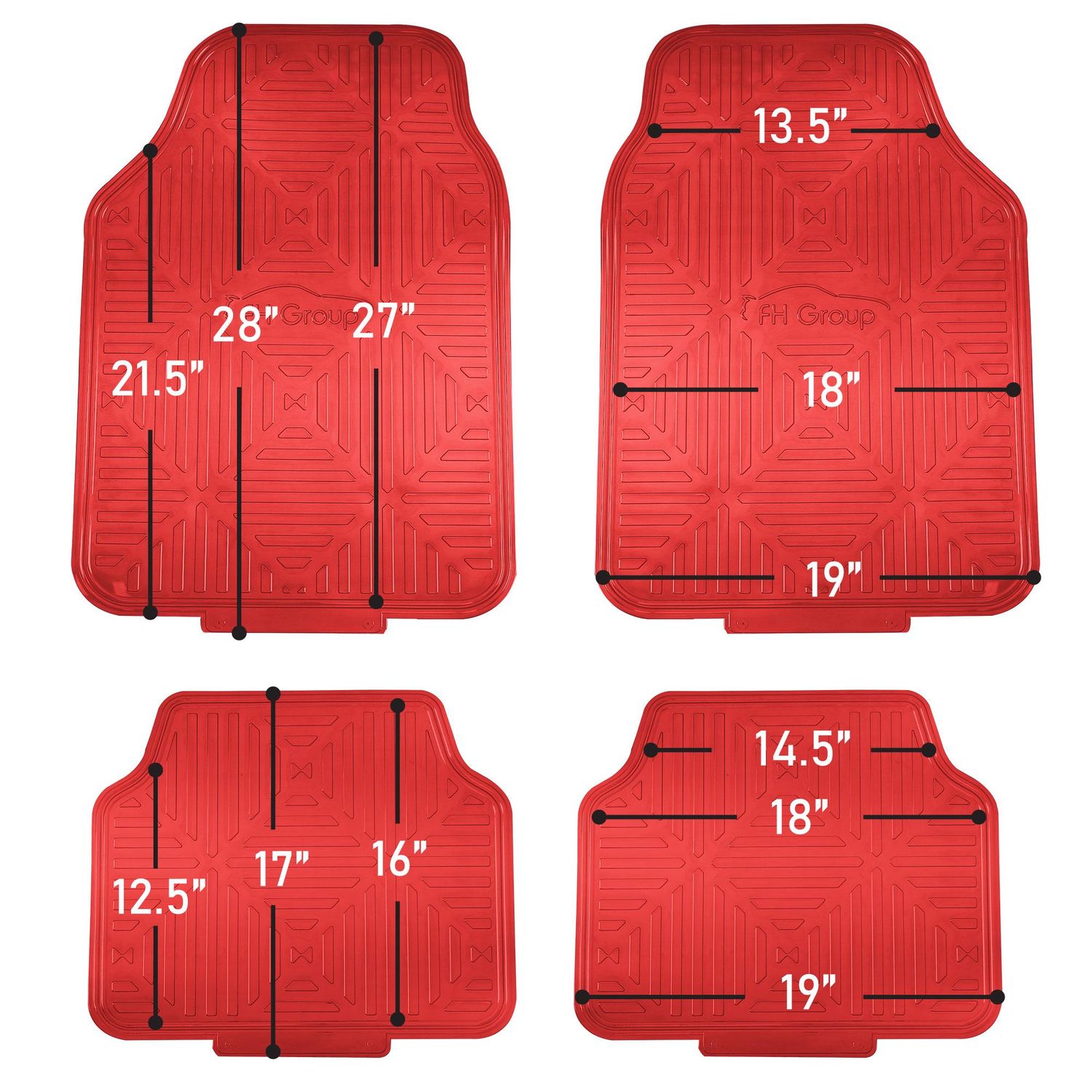 FH Group Metallic Finish Rubber Backing Car Floor Mats Full Set