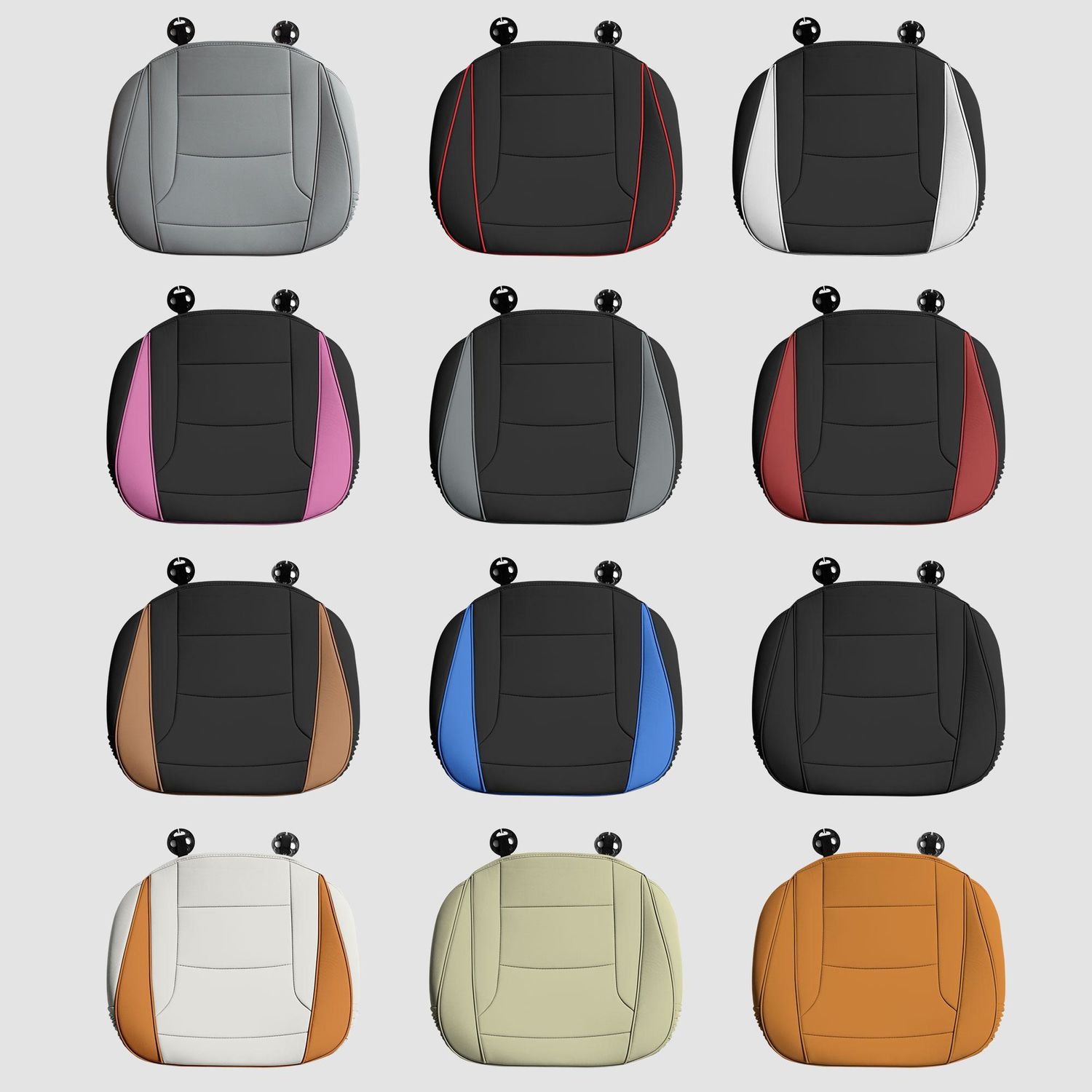 2-Piece Car Seat Bottom Covers - Ice Mesh Fabric, Non-Slip, Universal Fit (50x50cm, Black+Red)