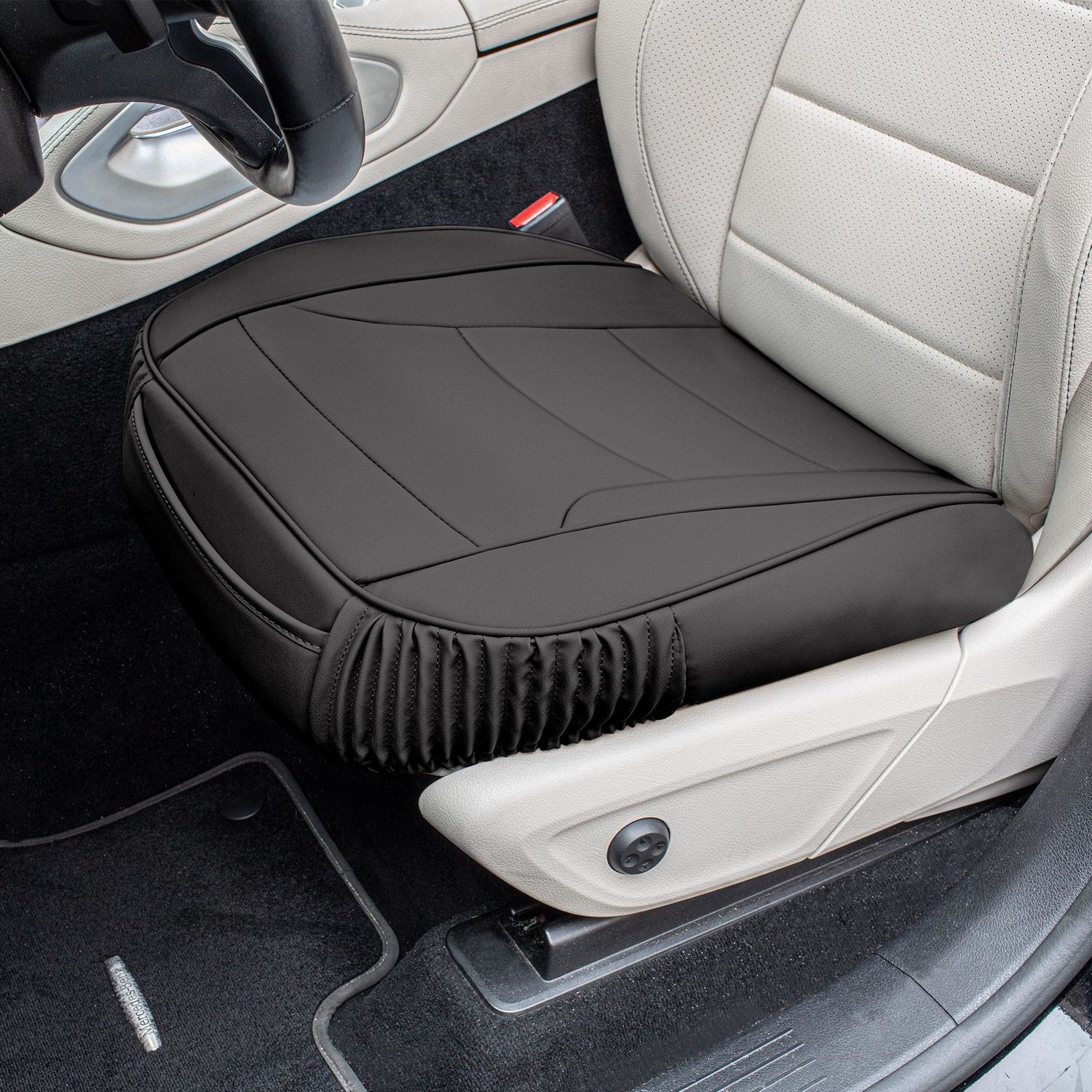 FH Group Black Ultra Comfort Deluxe Leatherette Seat Cushion
