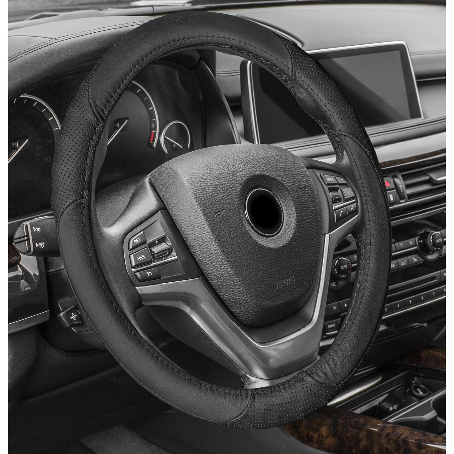 FH Group Perforated Genuine Leather Steering Wheel Cover