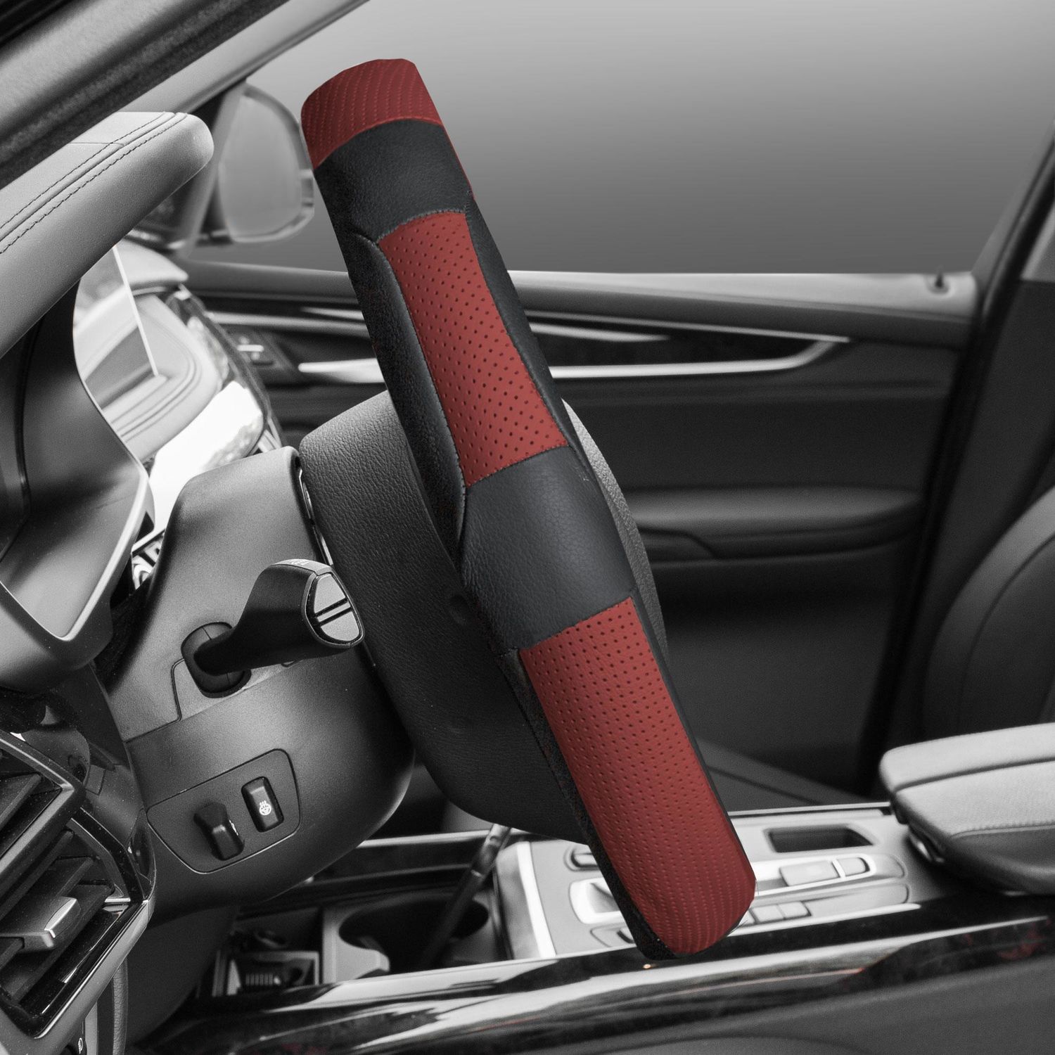 FH Group Deluxe Full Grain Authentic Leather Steering Wheel Cover