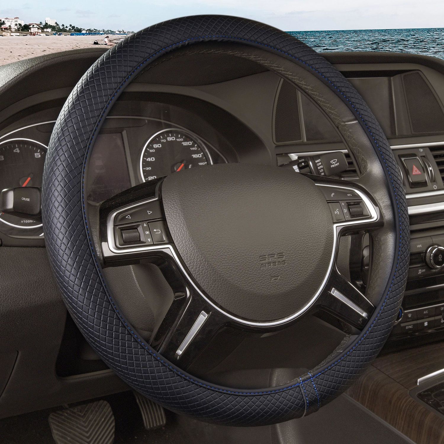 FH Group Ultra Comfort Leatherette Flexible Steering Wheel Cover