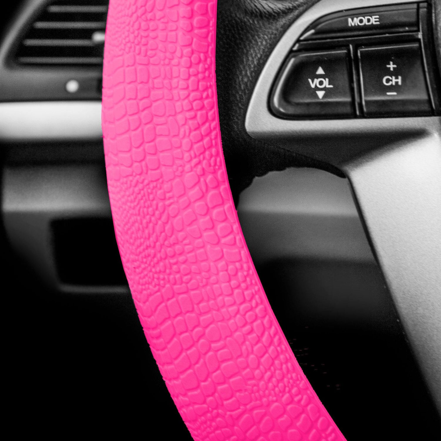 FH Group Baby Pink Non Slip Silicone Snake Pattern Steering Wheel Cover