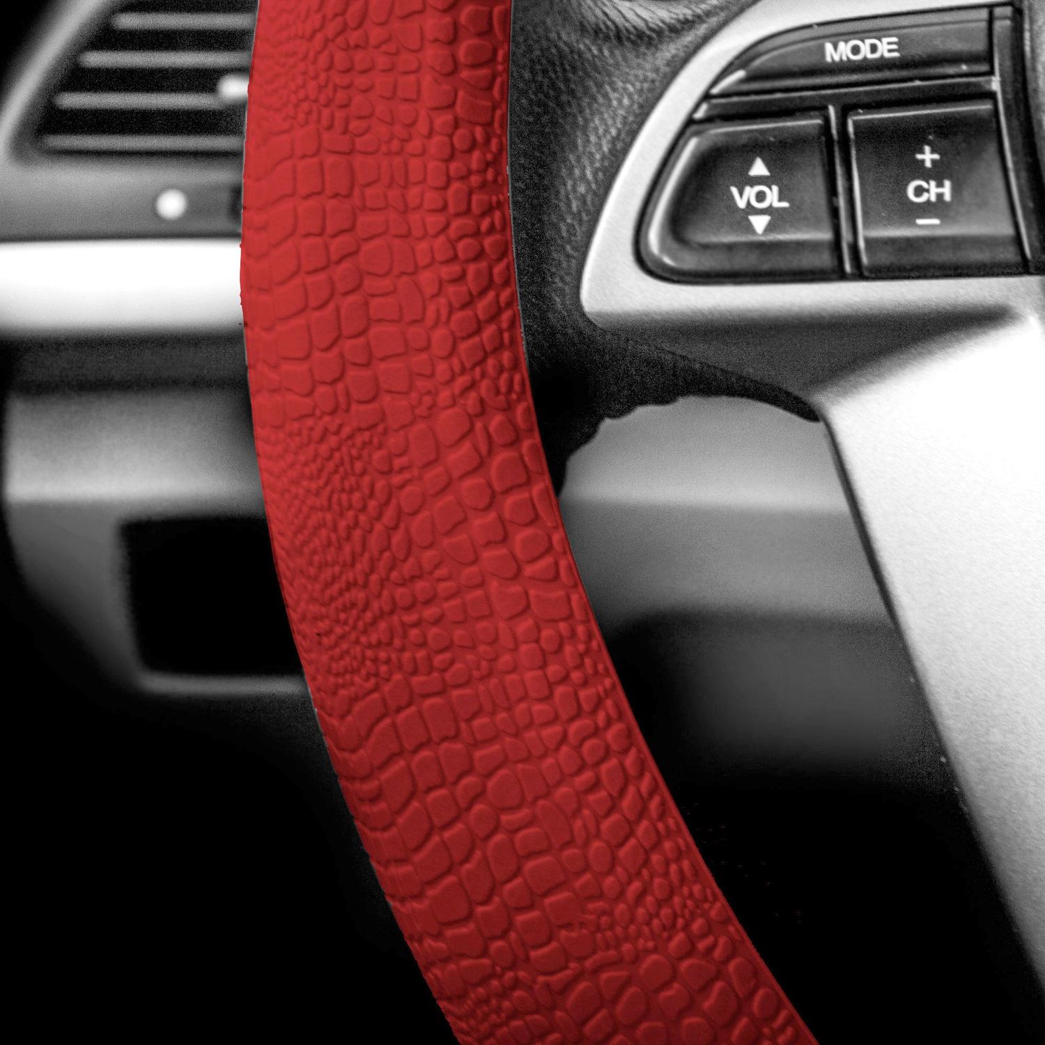 FH Group Burgundy Non Slip Silicone Snake Pattern Steering Wheel Cover