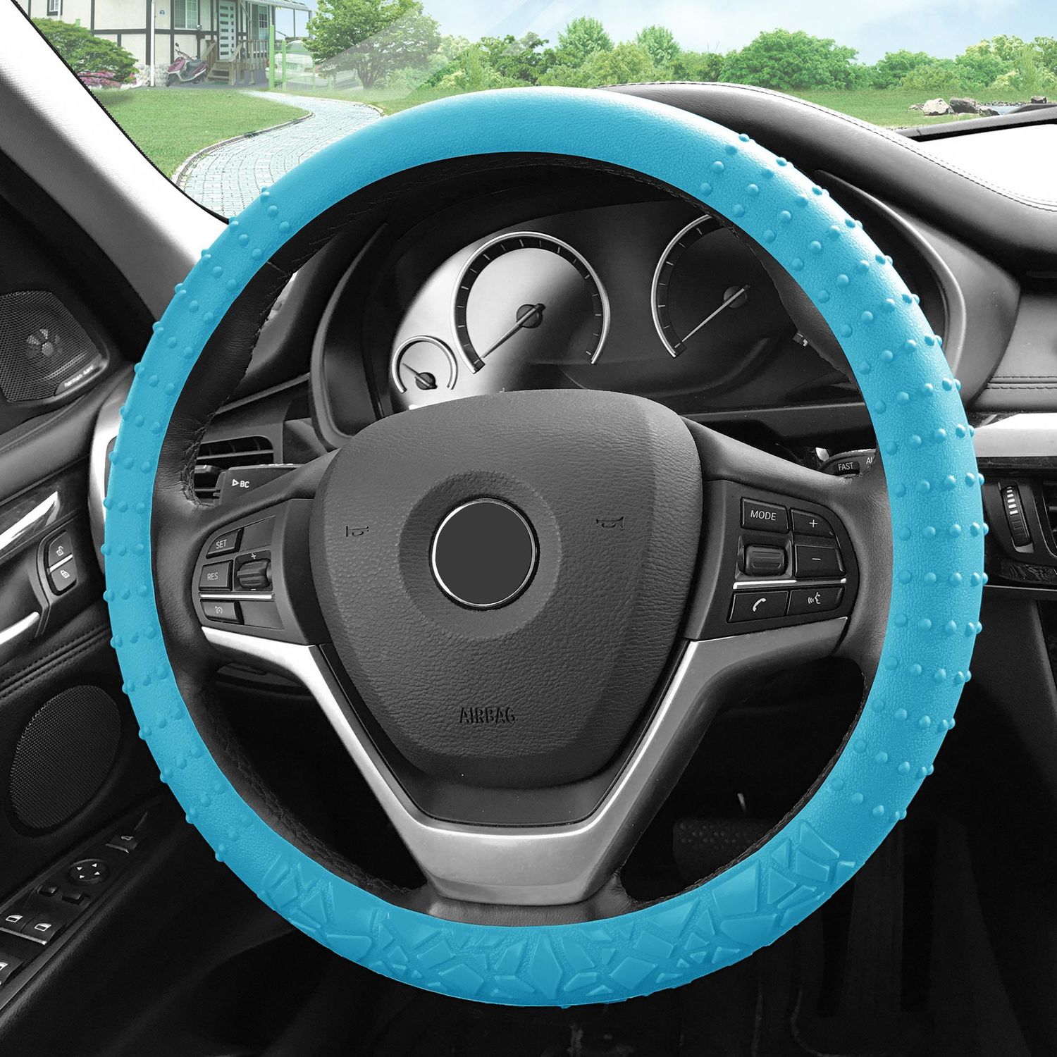 Steering wheel deals covers blue