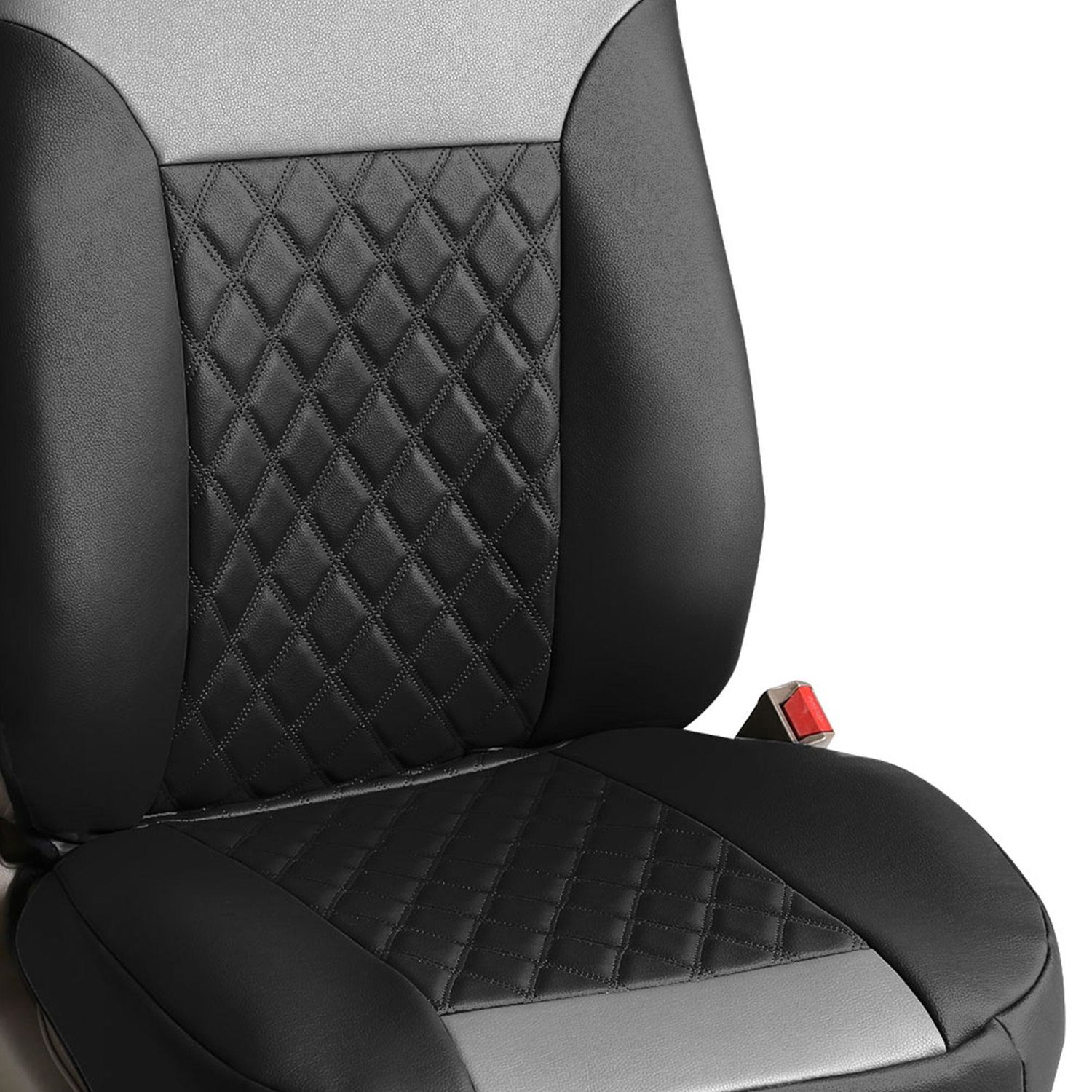 FH Group Deluxe Faux Leather Diamond Pattern Car Seat Cushions Front Set