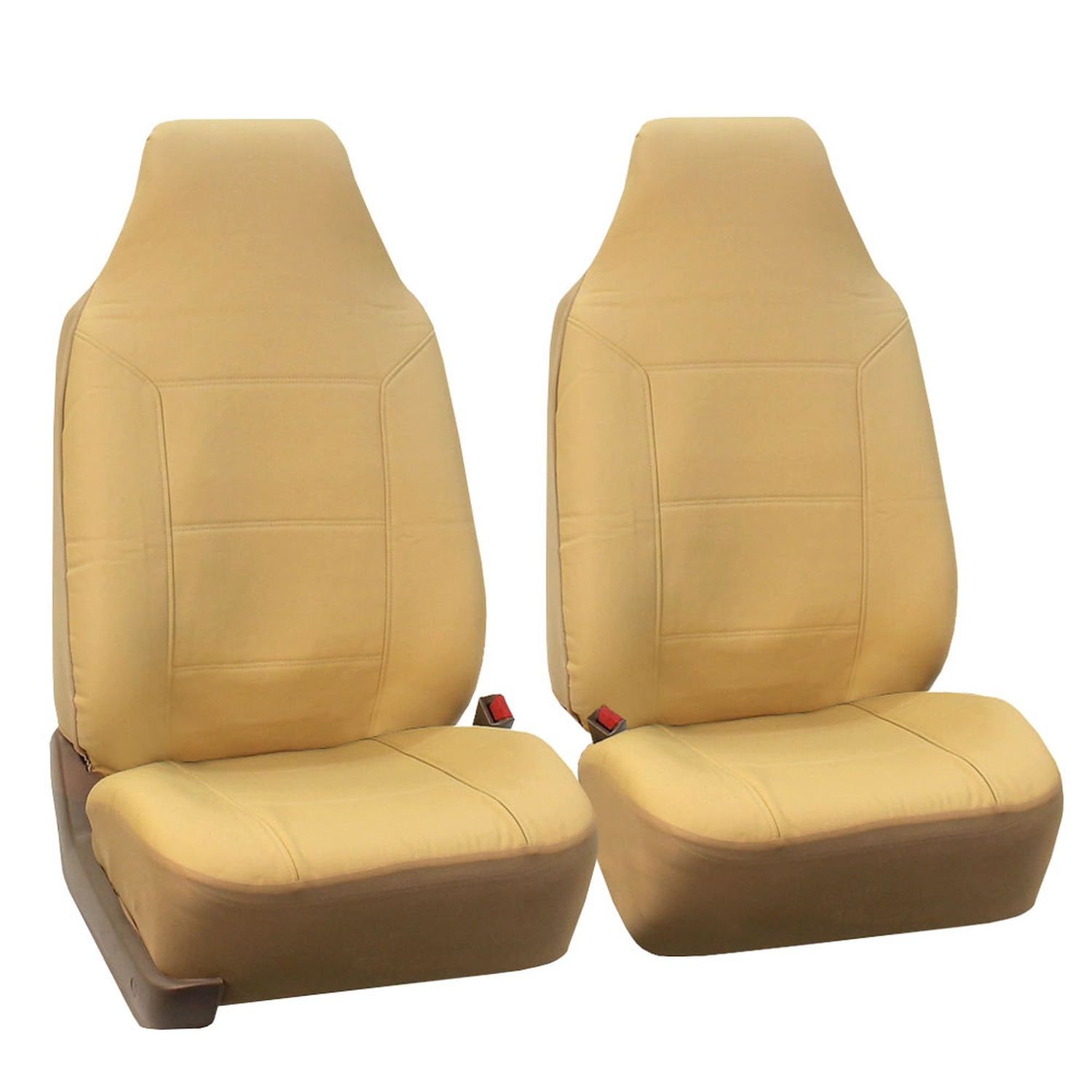 FH Group PU Leather Car Seat Covers (Set Of 2) - Low Back Bucket Seat Covers In Tan