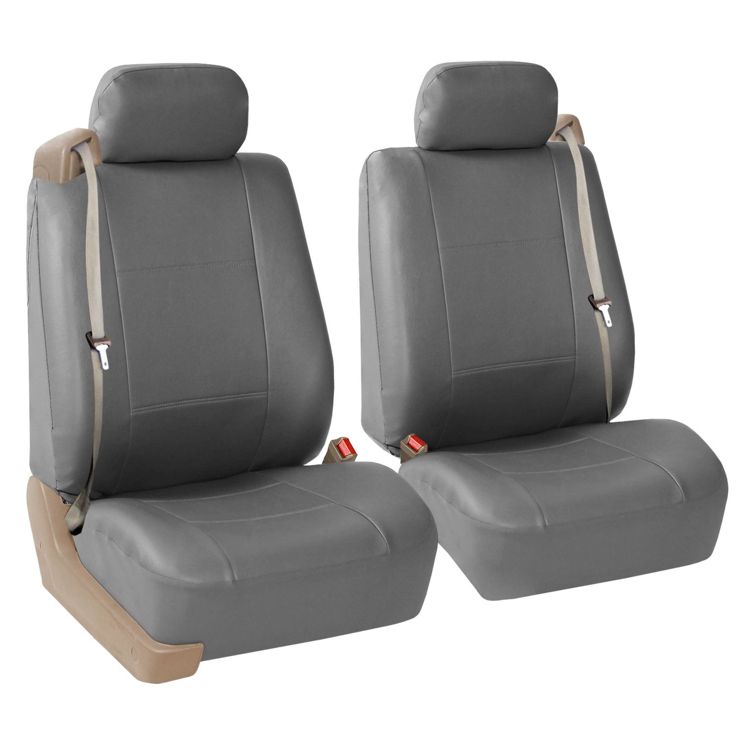 FH Group All Purpose Built in Seat Belt PU Leather Front Seat Cover Set