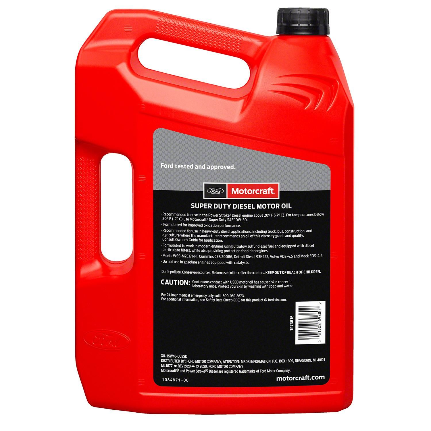 Motorcraft Diesel Engine Conventional Engine Oil 15W-40 5 Quart