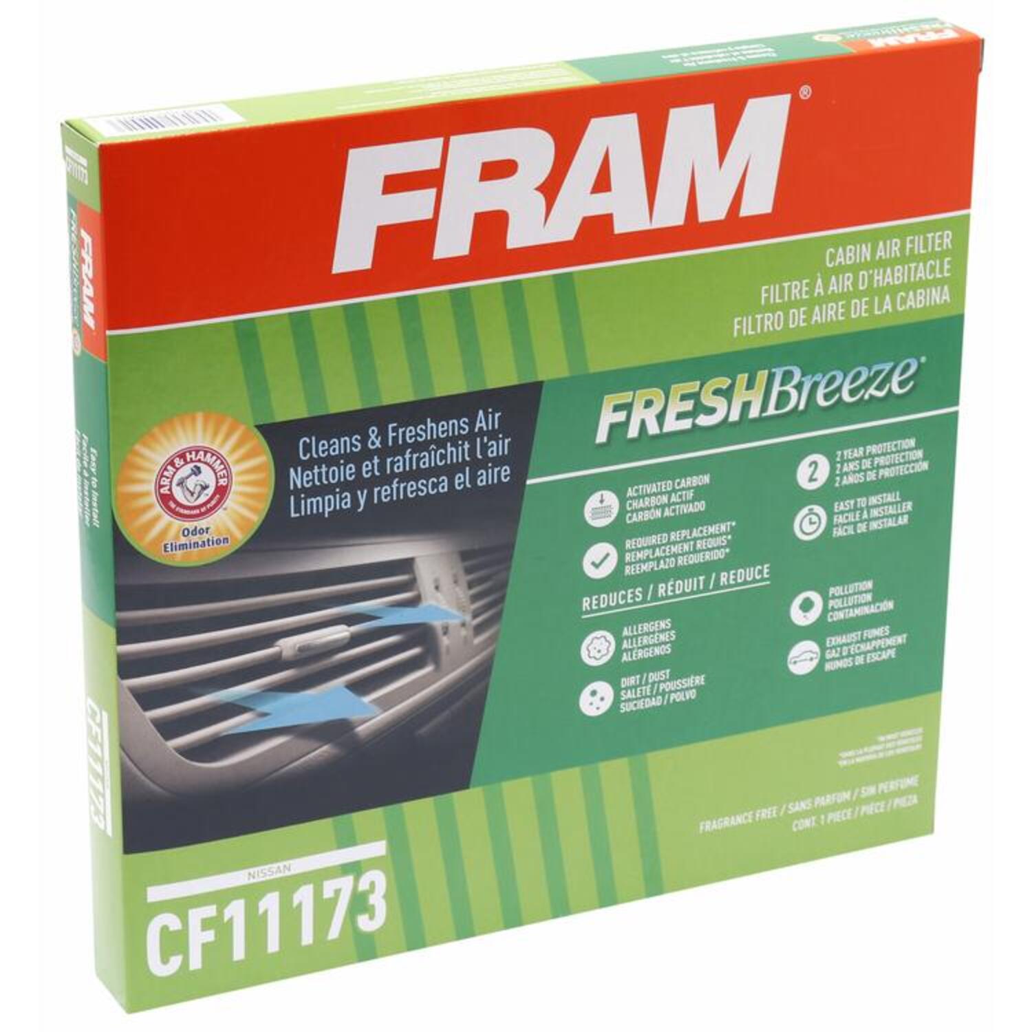 FRAM Fresh Breeze Cabin Air Filter CF11670 With Arm & Hammer Baking Soda - For Select Ford Vehicles