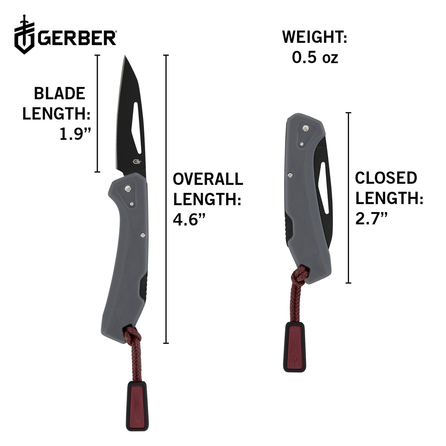 Gerber Knives LST Mini Grey and Black Plain Edge Drop Point Folding Knife
