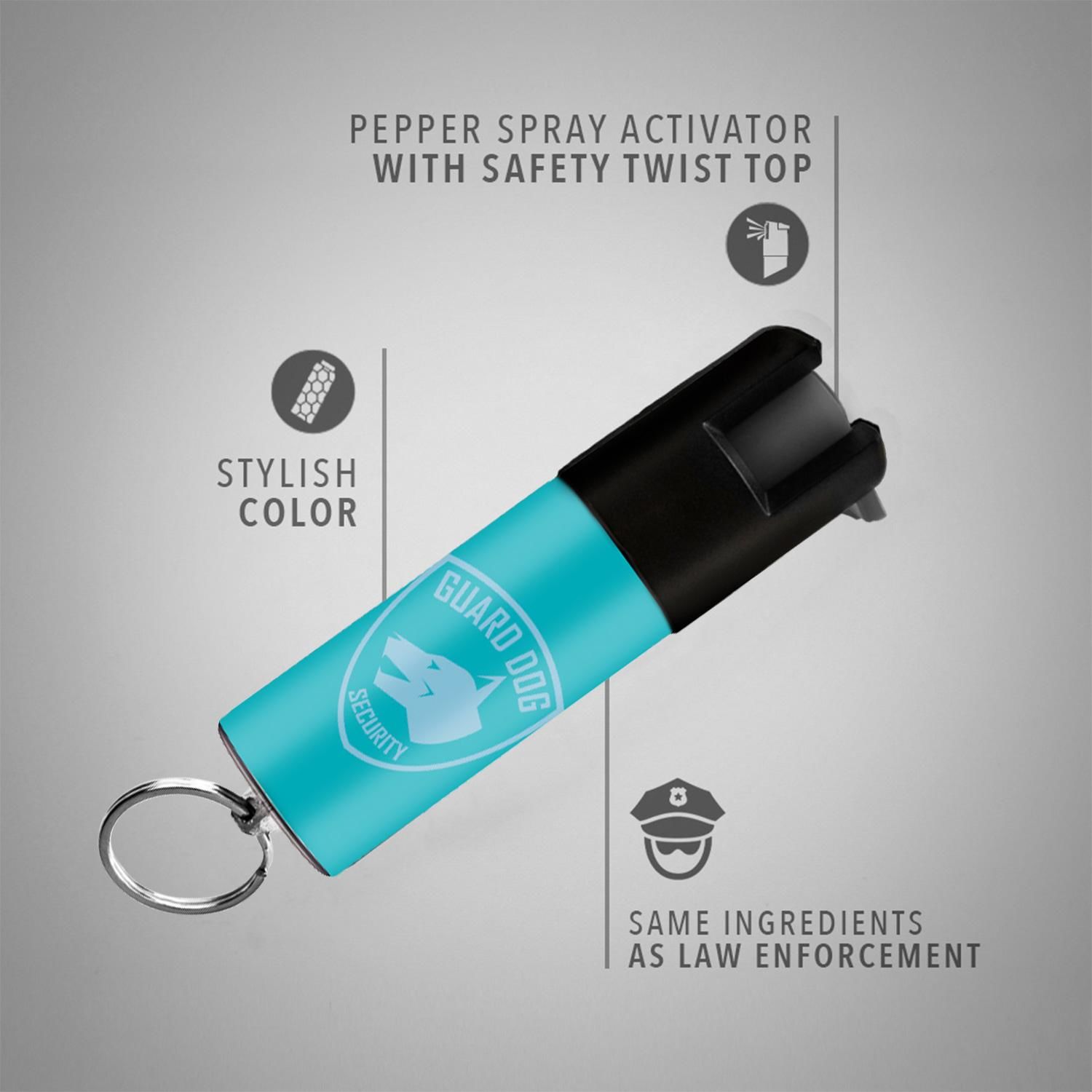 Guard Dog Security Pepper Spray Keychain Teal 16ft Distance Max Strength