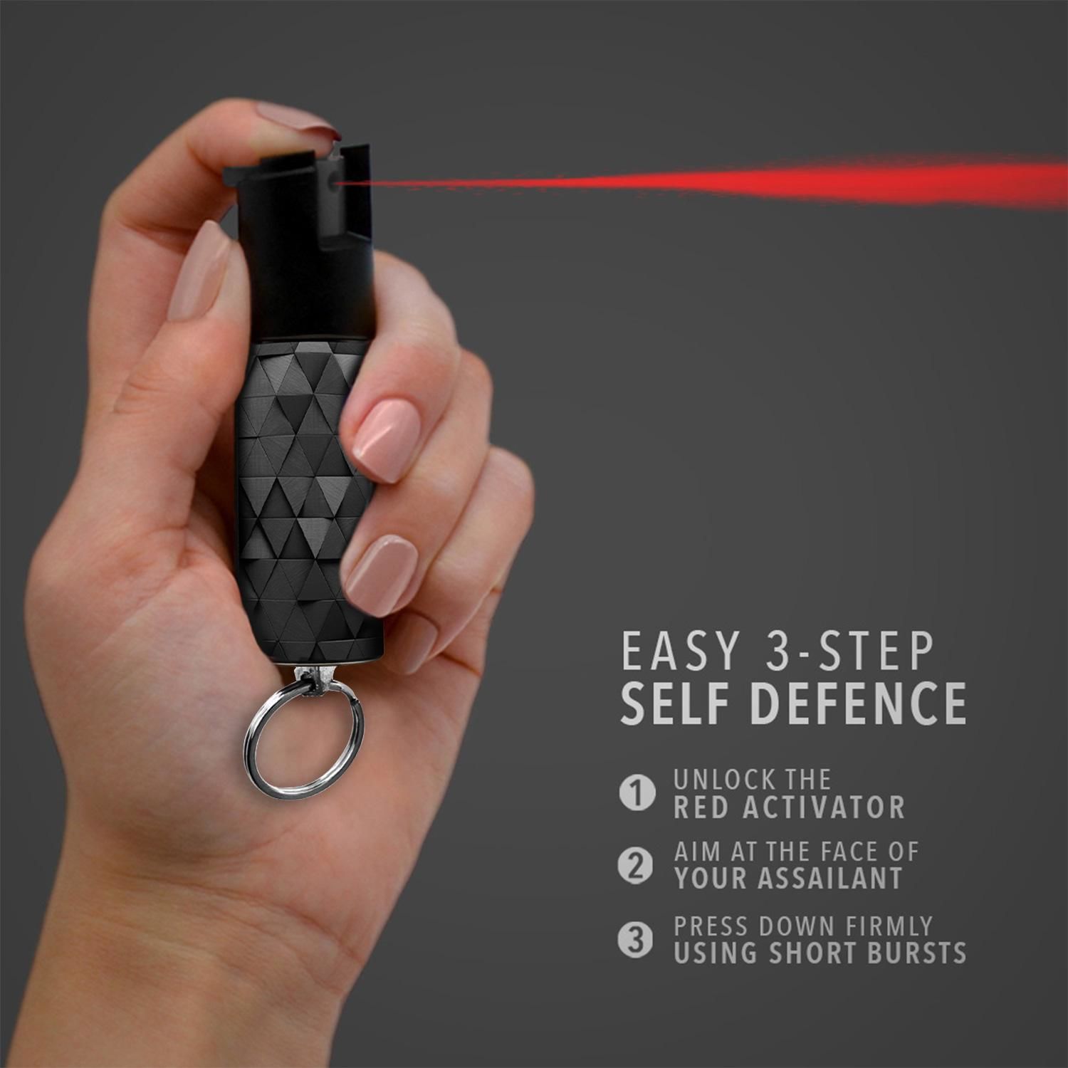Guard Dog Security Triangle Pepper Spray Keychain Black 16ft Distance