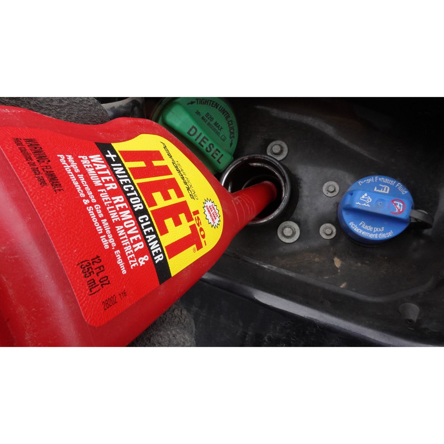 When adding injector cleaner to your fuel, is it better to drive until  (almost) empty or to fill up with fuel again at, say, half tank? Also, is  it better to do