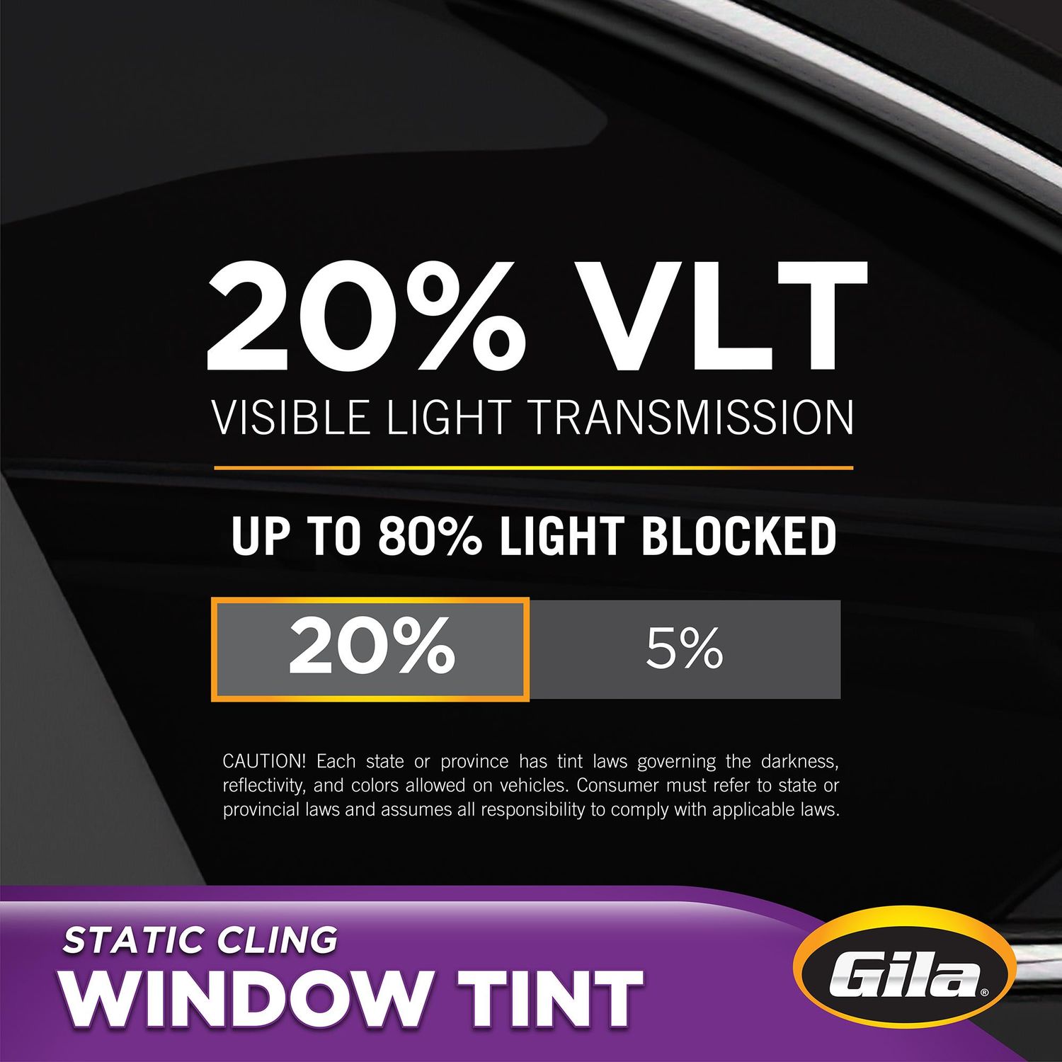 Gila 20 24in x 78in Black Static Cling Window Tint