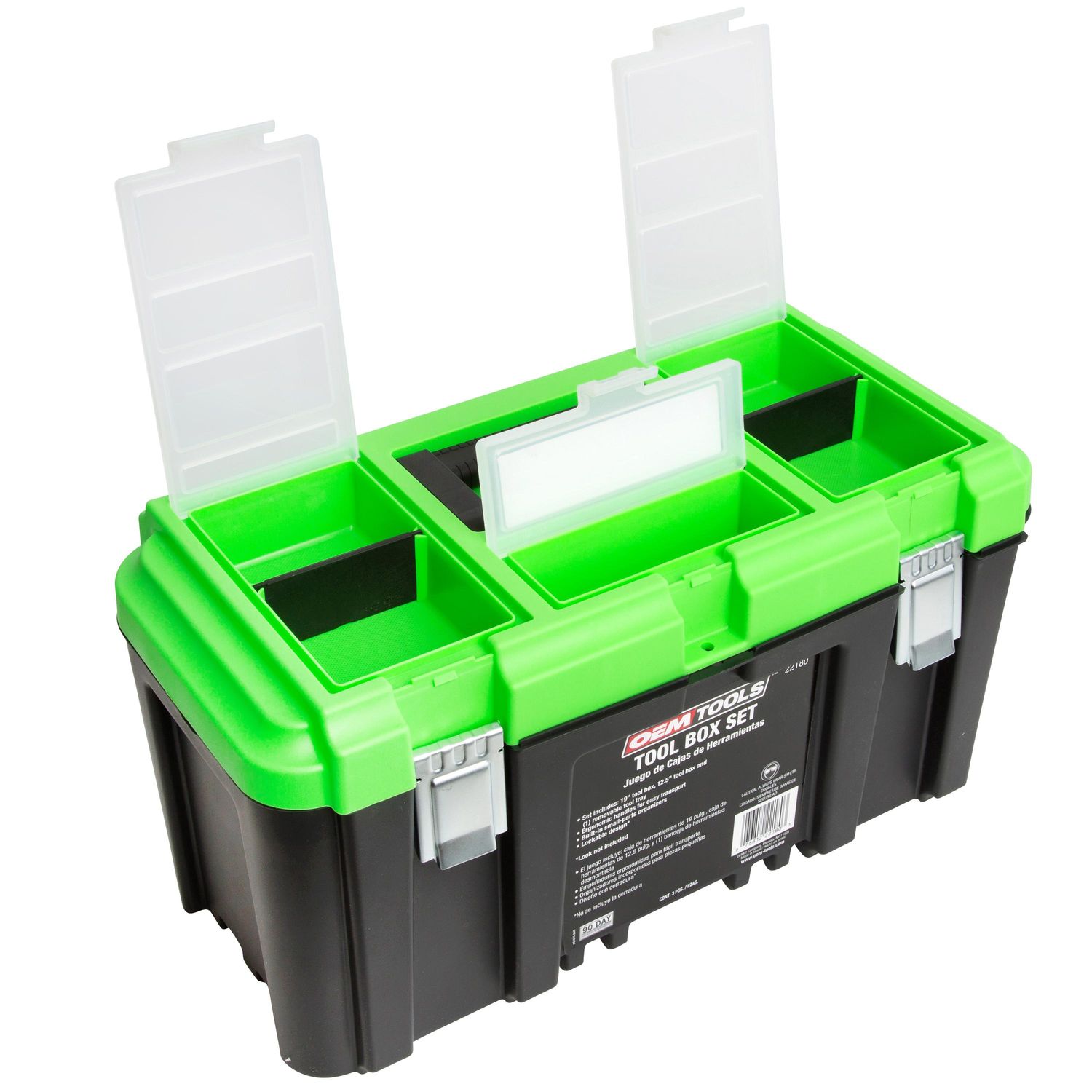 OEMTOOLS Tool Box Set with Removable Tool Tray and Bonus Tool Box 3 Piece