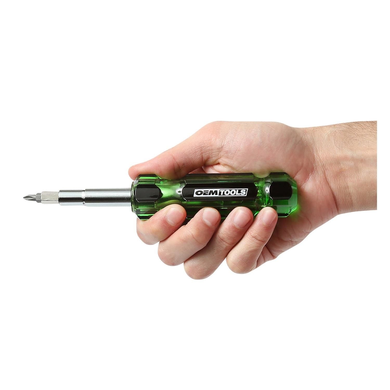 OEMTOOLS 13in1 MultiBit Screwdriver, Nut Driver and Schrader Valve Tool