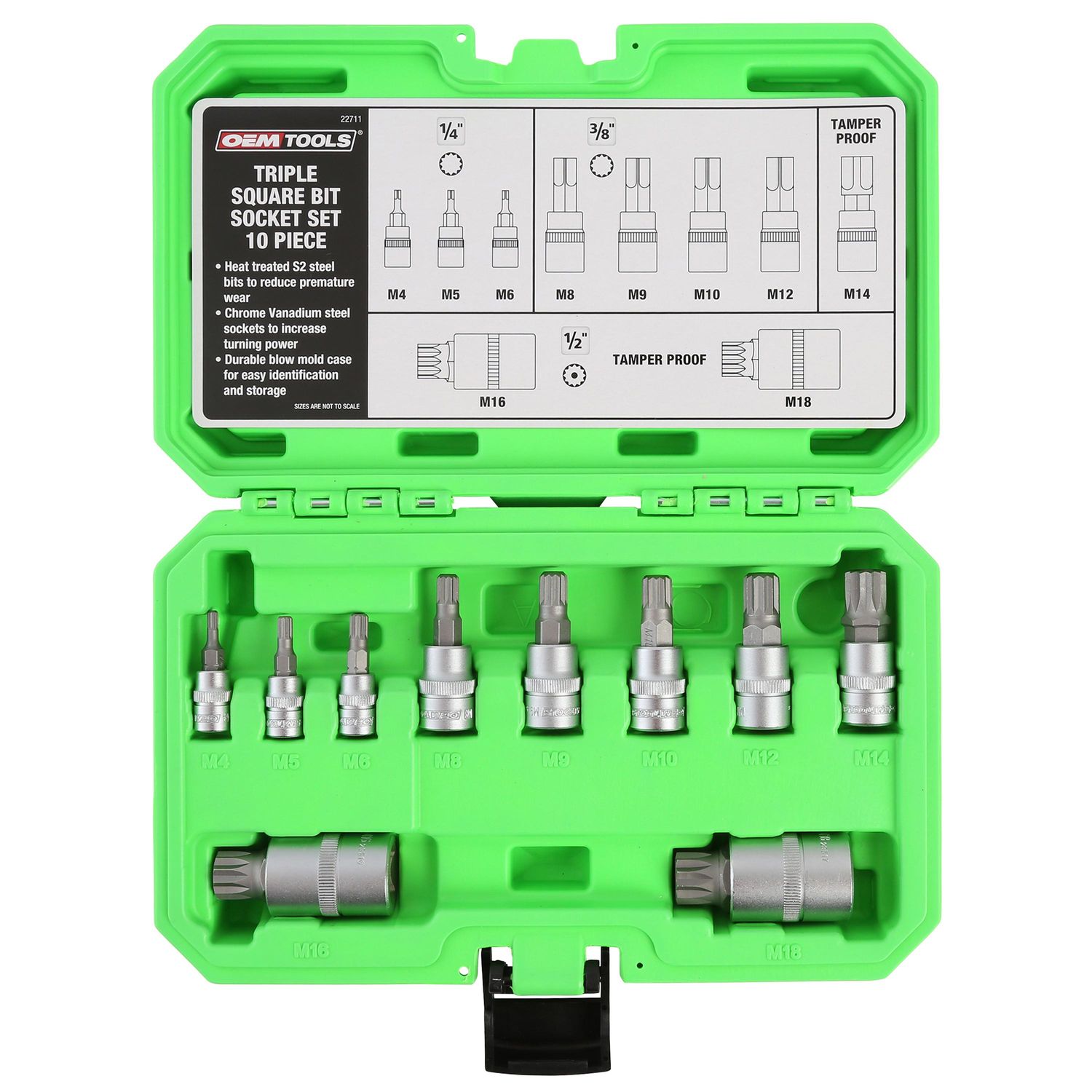 Oemtools Triple Square Bit Socket Set 10 Piece