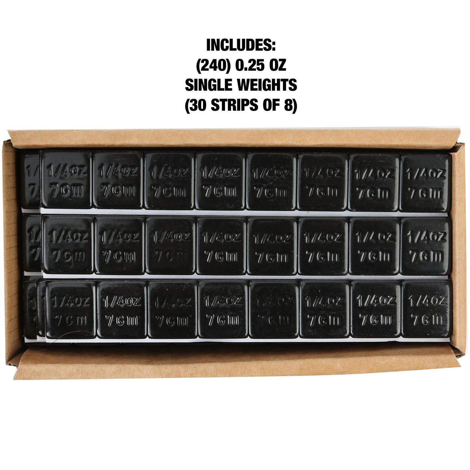 OEMTOOLS 0.25oz Black Steel Adhesive Wheel Weights 30 Strips of 8, 240