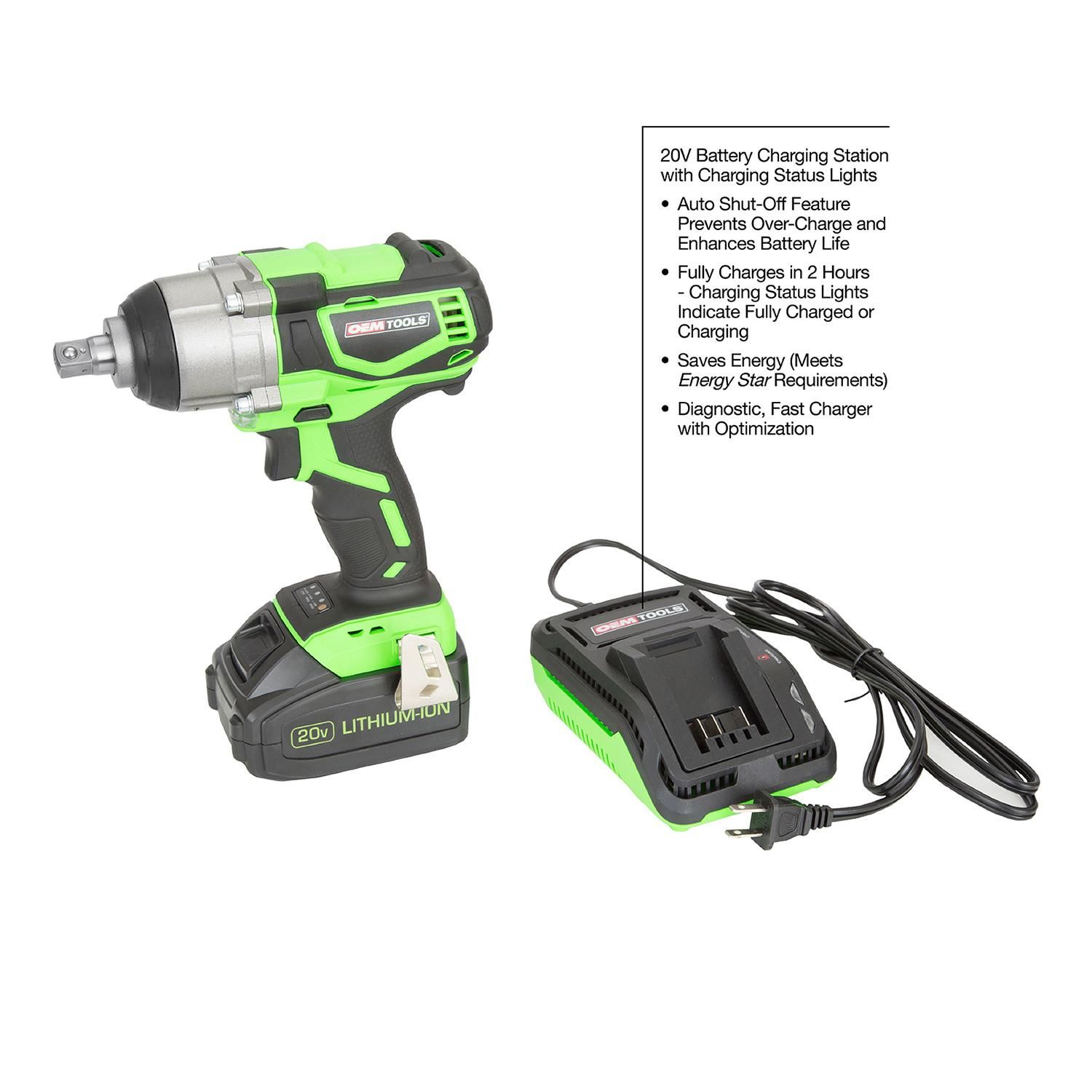 OEMTOOLS 20 Volt 1 2in Max Lithium Ion Brushless Impact Wrench