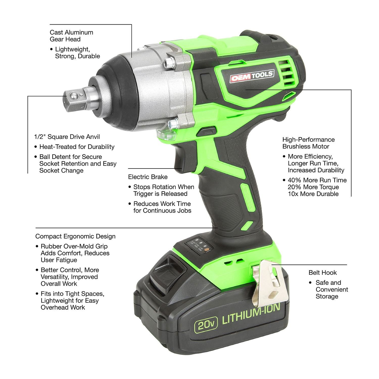 20V Max Lithium-Ion Brushless Cordless Impact Driver 1590 in-lbs with –  XtremepowerUS