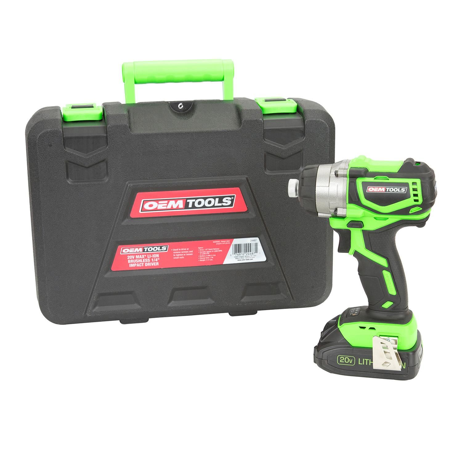 OEMTOOLS 1/4in 20 Volt Lithium Ion Brushless Impact Driver