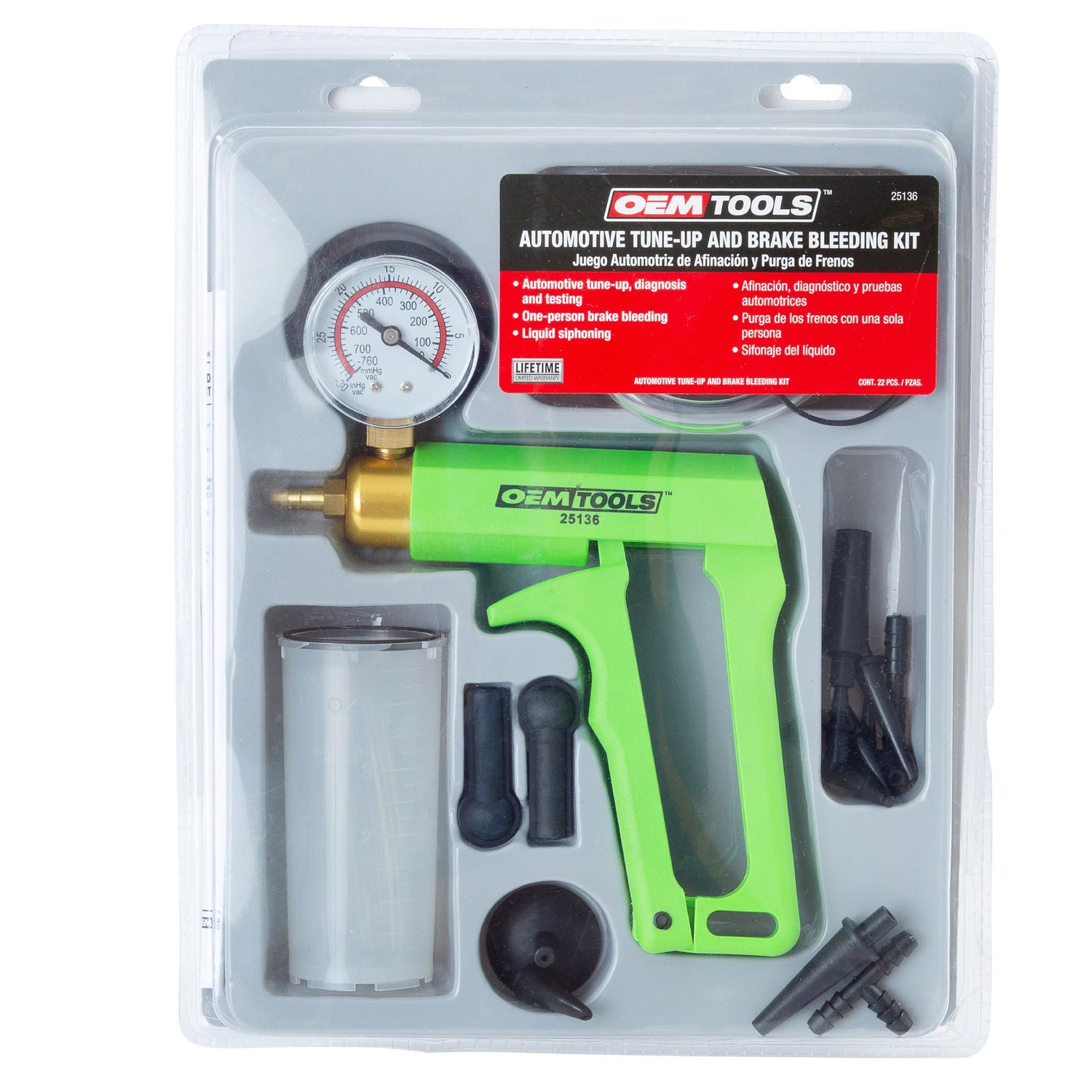 OEMTOOLS Brake and Power Steering Bleeder Kit with Hand Vacuum Pump