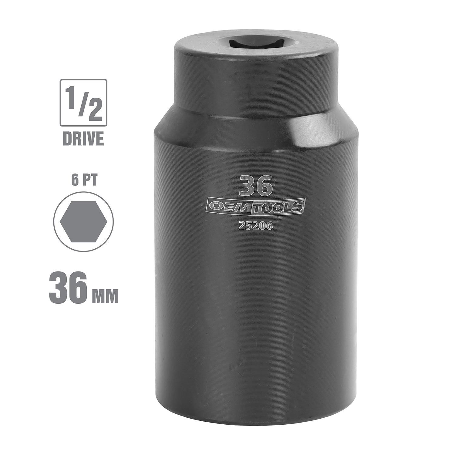 OEMTOOLS 1/2in Drive 36mm 6 Point Axle and Spindle Nut Socket