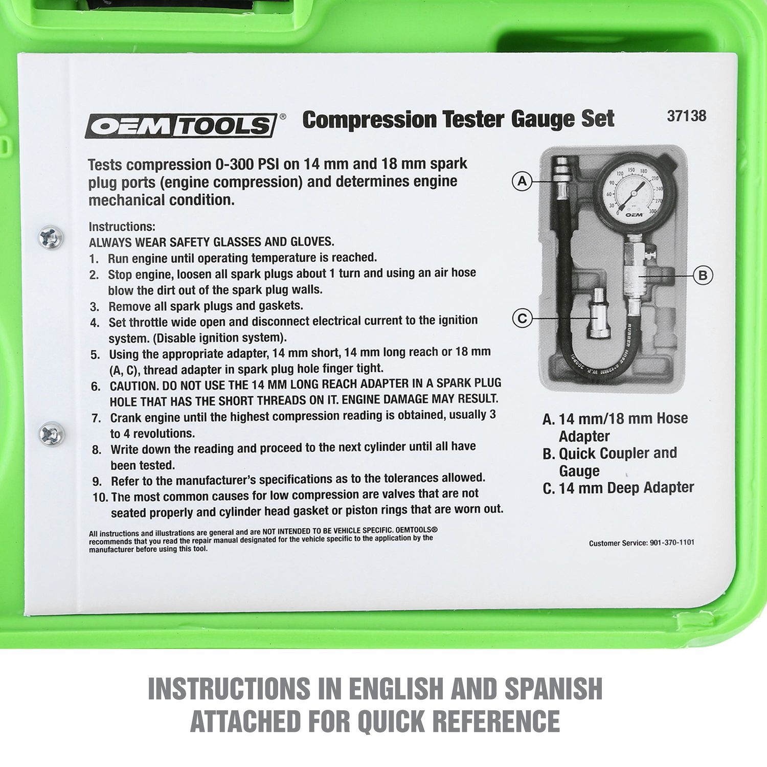 OEMTOOLS Compression Tester Gauge Set